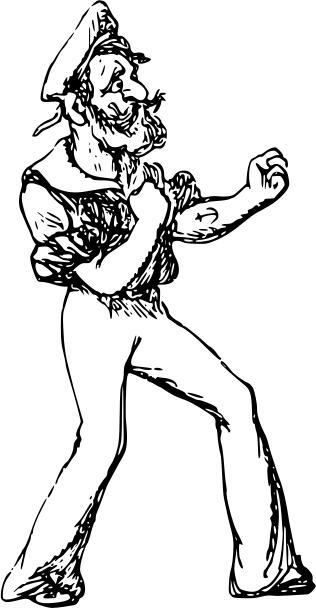 Vector image of old man cartoon character ready to fight