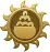 Vector image of dessert cake sun shaped emblem
