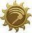 Vector illustration of sickle on sun shaped emblem