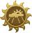 Vector illustration of rainy day sun shaped emblem