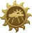 Vector illustration of rainy day sun shaped emblem