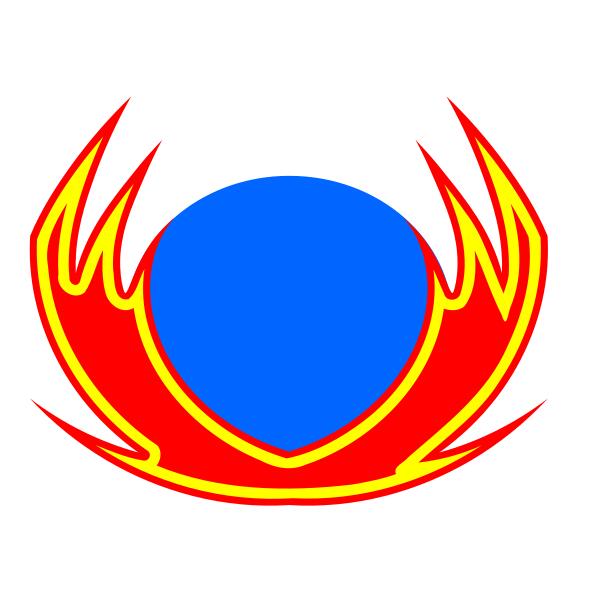 Vector clip art of flames around blue sun sign
