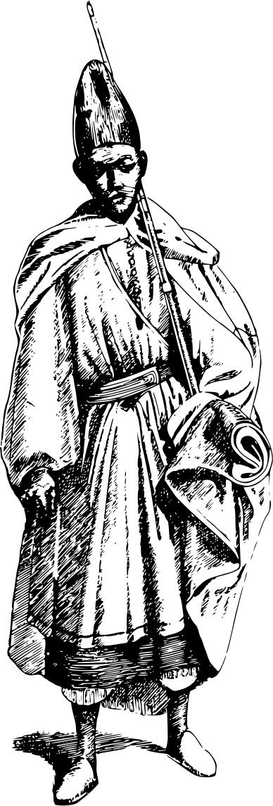 Vector clip art of Moorish soldier in traditional costume
