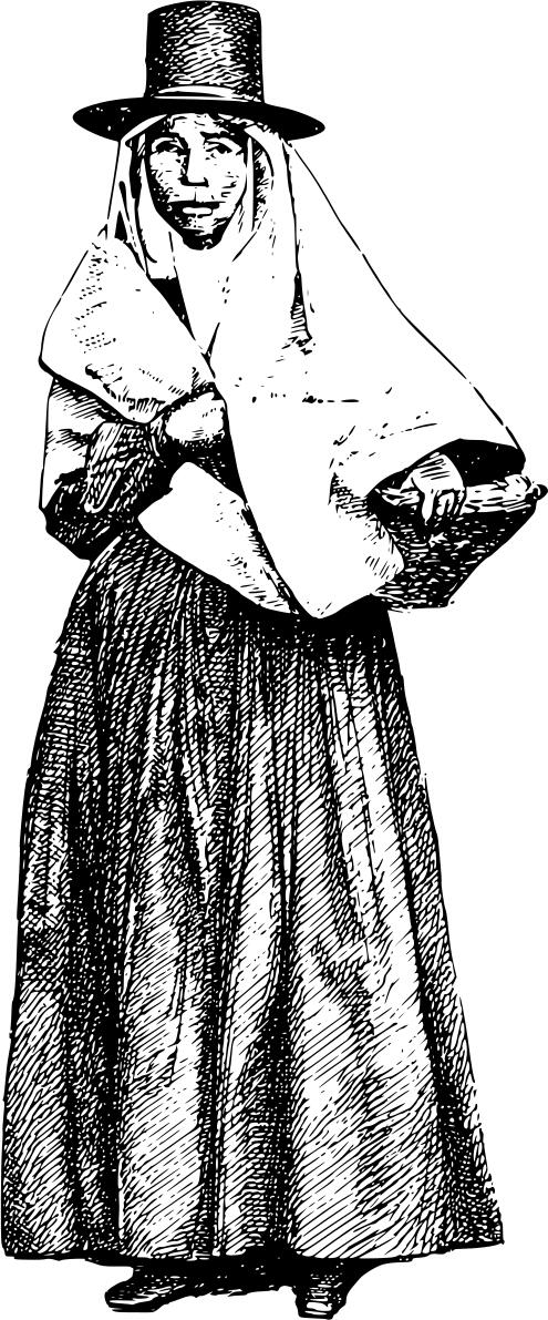 Tenerife 19th century merchant lady vector illustration