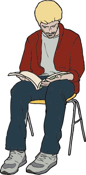 Vector drawing of young man sitting on chair