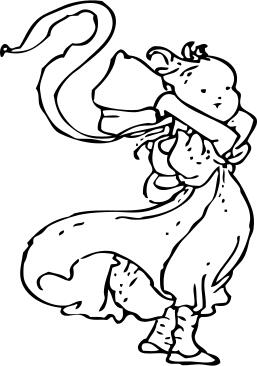 Vector image of young girl in the wind
