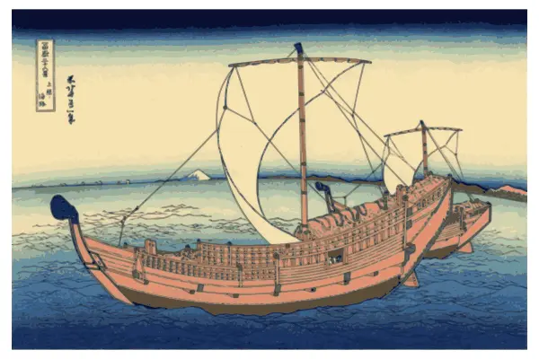 Vector image of color painting from the Kazusa sea route