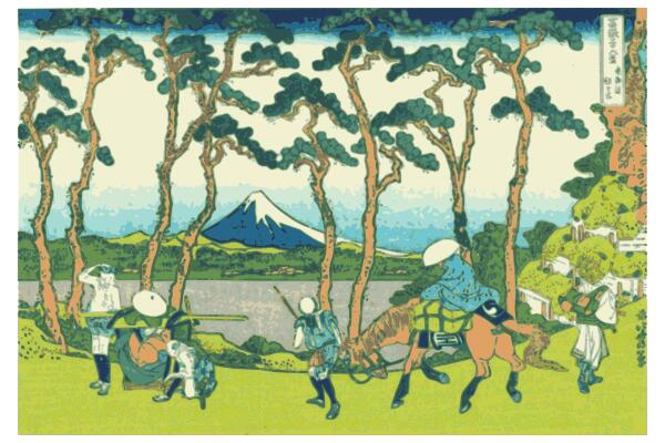 Mount Fuji viewed from Hokogaya on the Tokaido vector clip art