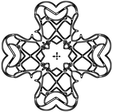 Rounded decorated cross outline vector illustration