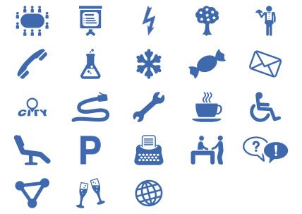 Office services icon set vector illustration