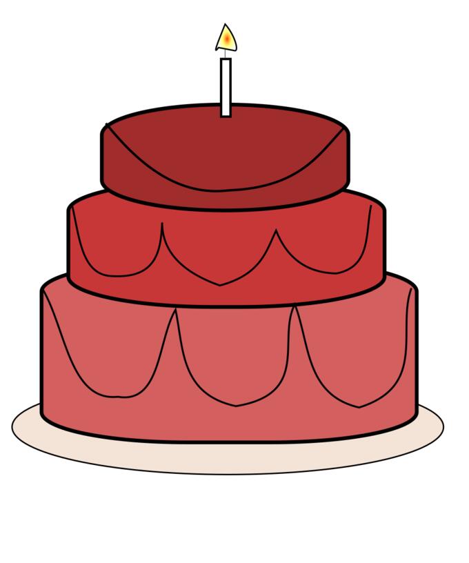 Big birthday cake with candle vector clip art