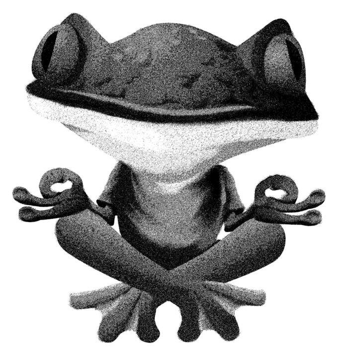 Vector illustration of glitch frog doing a zen pose