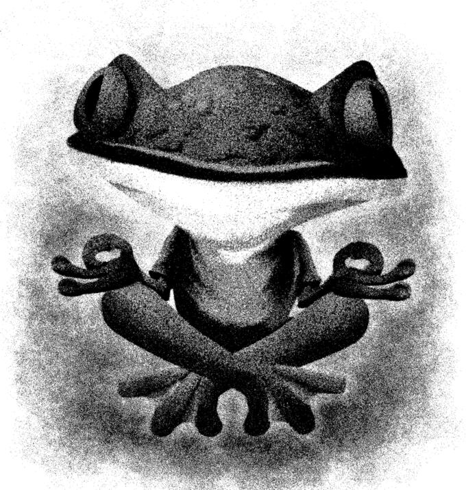 Vector clip art of meditation frog in grayscale