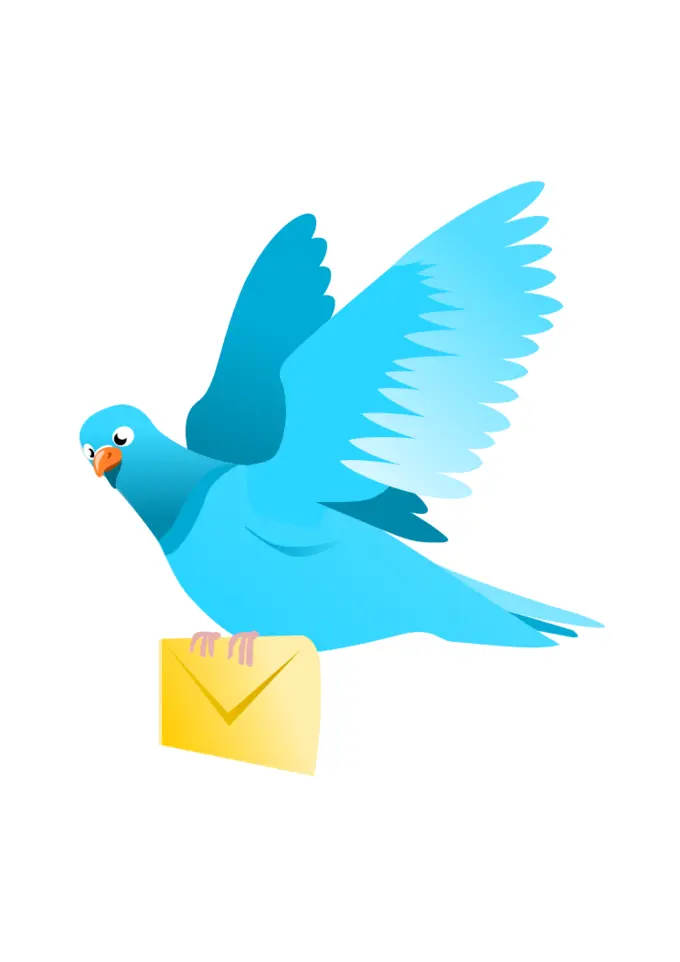 Drawing of a flying pigeon delivering a message