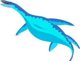 Clip art of bright blue reptile in water