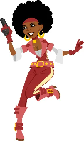 Smiling girl with gun vector image