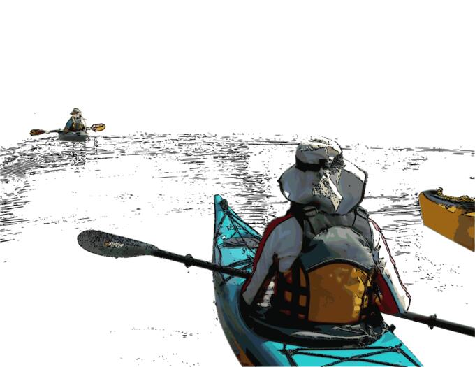 Kayakers exploring vector image