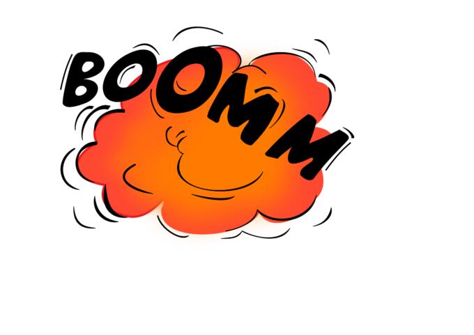 Orange and black boomm sign vector image