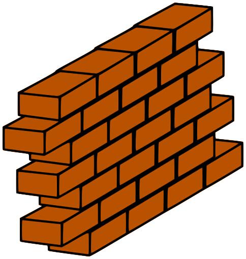 Red brick wall with bricks sticking out vector clip art