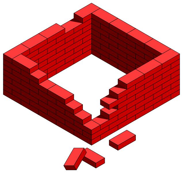 Damaged brick wall vector illustration