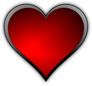 Vector image of red gloss finish heart with a light reflection