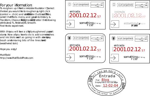 Image of collection of four border crossing stamps