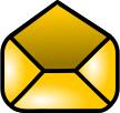 Vector drawing of shiny yellow opened mail web icon