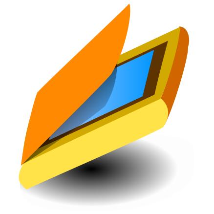 Vector drawing of tilted yellow scanner