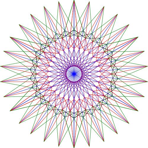 Illustration of animated star from geometrical shapes