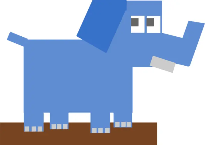 Square cartoon elephant vector drawing