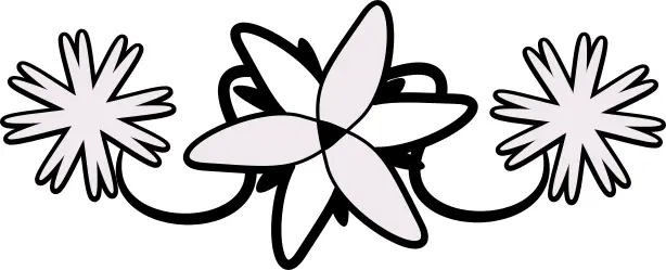 Vector drawing of three flowers decorative element