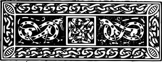 Vector drawing of graphical decoration element with weird animals