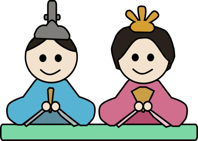 Vector clip art of male and female doll in Japan