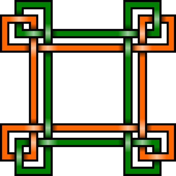 Vector illustration of green and orange square border