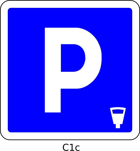 Vector illustration of metred parking area blue road sign