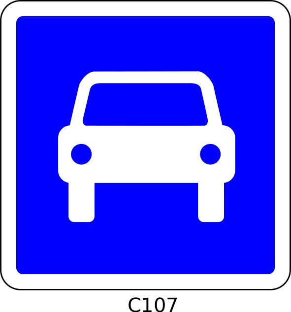 Vector image of motorcars only blue square French roadsign