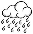 Vector illustration of think line art rainy cloud