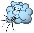 Vector image of blue Mr Wind cloud