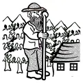 Clip art of old man with a shepherd's stick