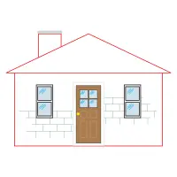 Small house with a red outline vector illustration