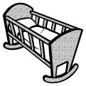 Illustration of spotty baby cot