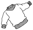 Vector drawing of thick jumper with elastic bands at sleeves
