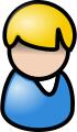 Vector drawing of Indian woman with short hair telephone operator icon