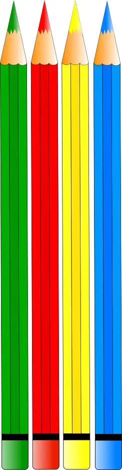 Vector drawing of four colored pencils