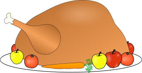 Turkey platter with fruit and vegetables vector clip art