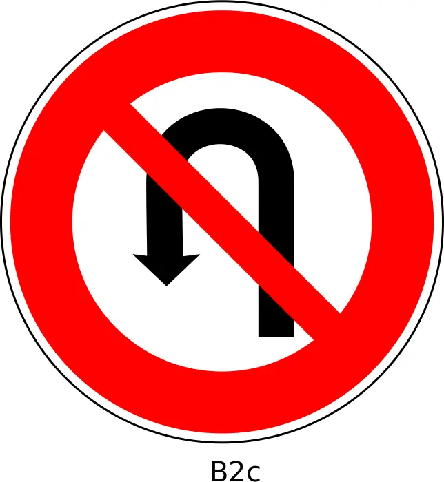 Vector graphics of no U-turn prohibitory traffic sign