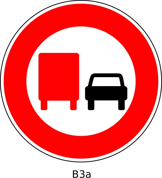 No overtaking for vehicles with a gross vehicle weight of over 3.5 tons road sign vector graphics