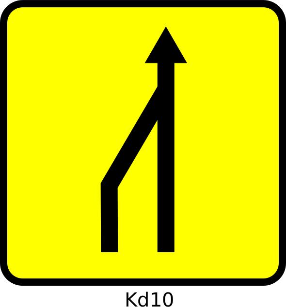 Vector clip art of left lane reduction roadsign in France