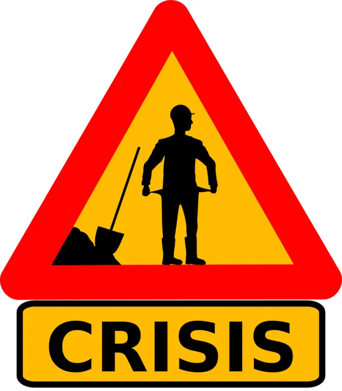 Vector clip art of money crisis warning roadsign