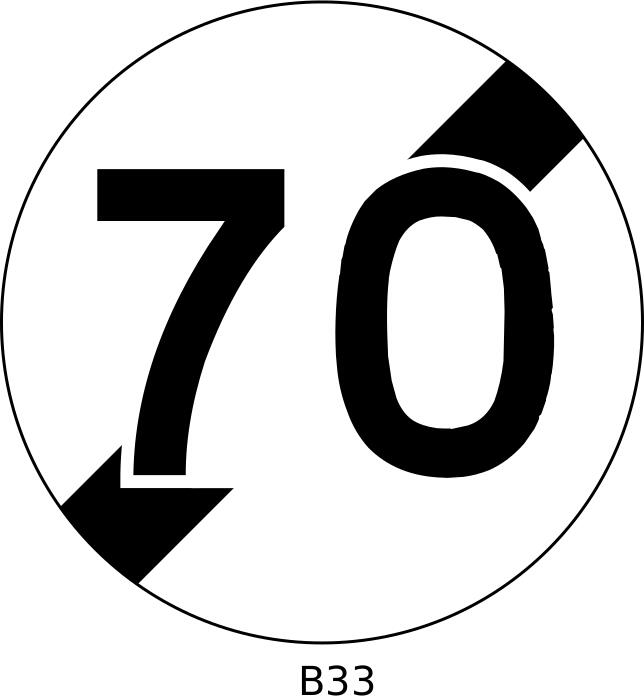 Vector illustration of 70 mph speed limit ends traffic sign